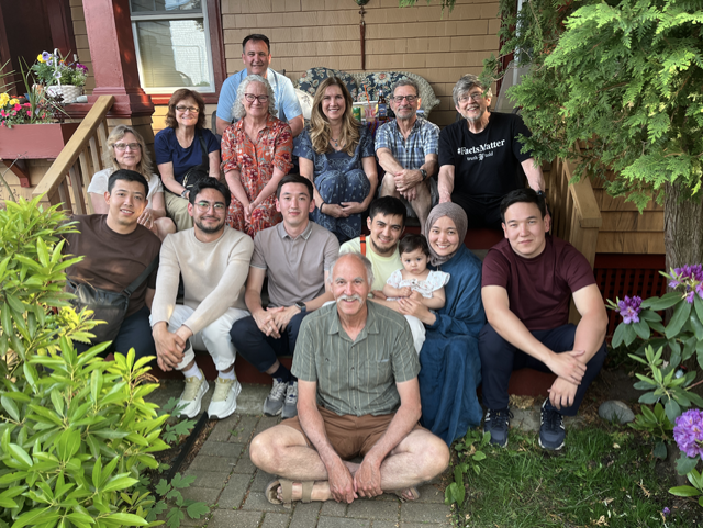 faculty and students gather at Professor Young's home