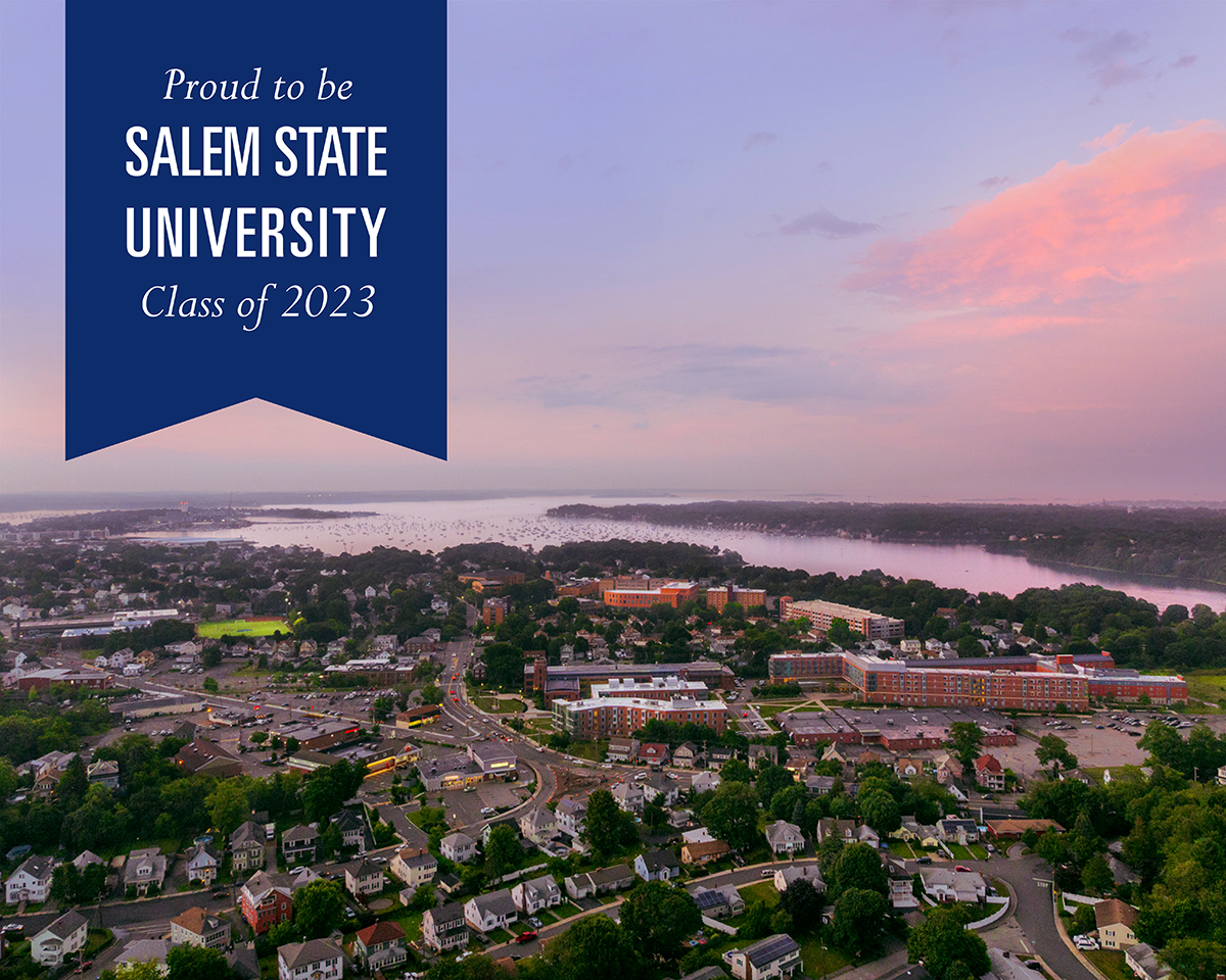 Sunset photo with banner text: Proud to be Salem State University Class of 2023