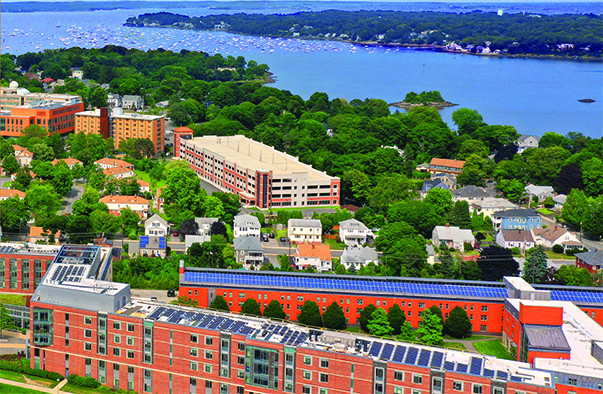 Overhead view of the Salem State Campus and Ocean