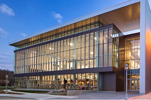 Exterior evening shot of the Gassett Fitness Center