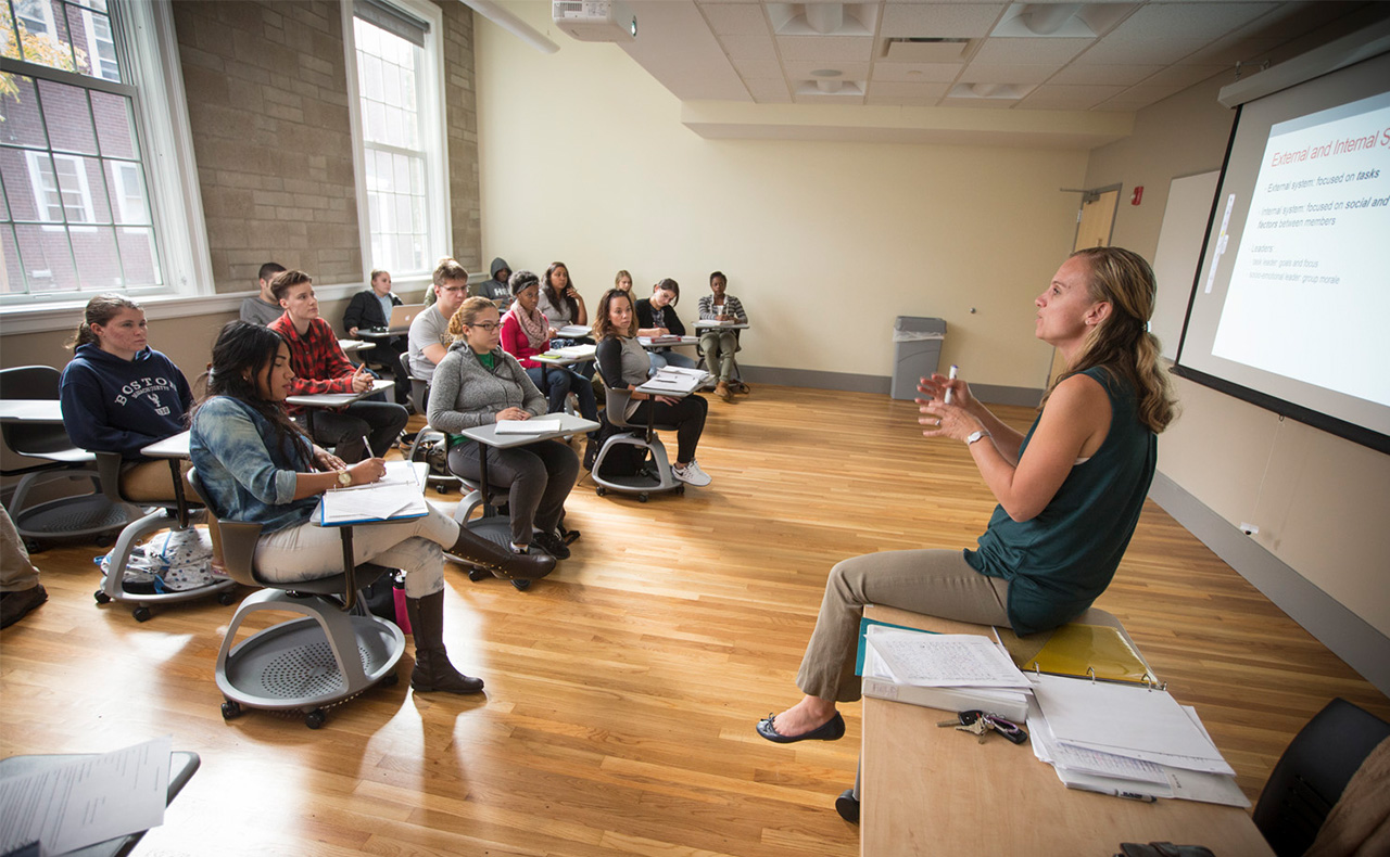 A professor and students in a classroom