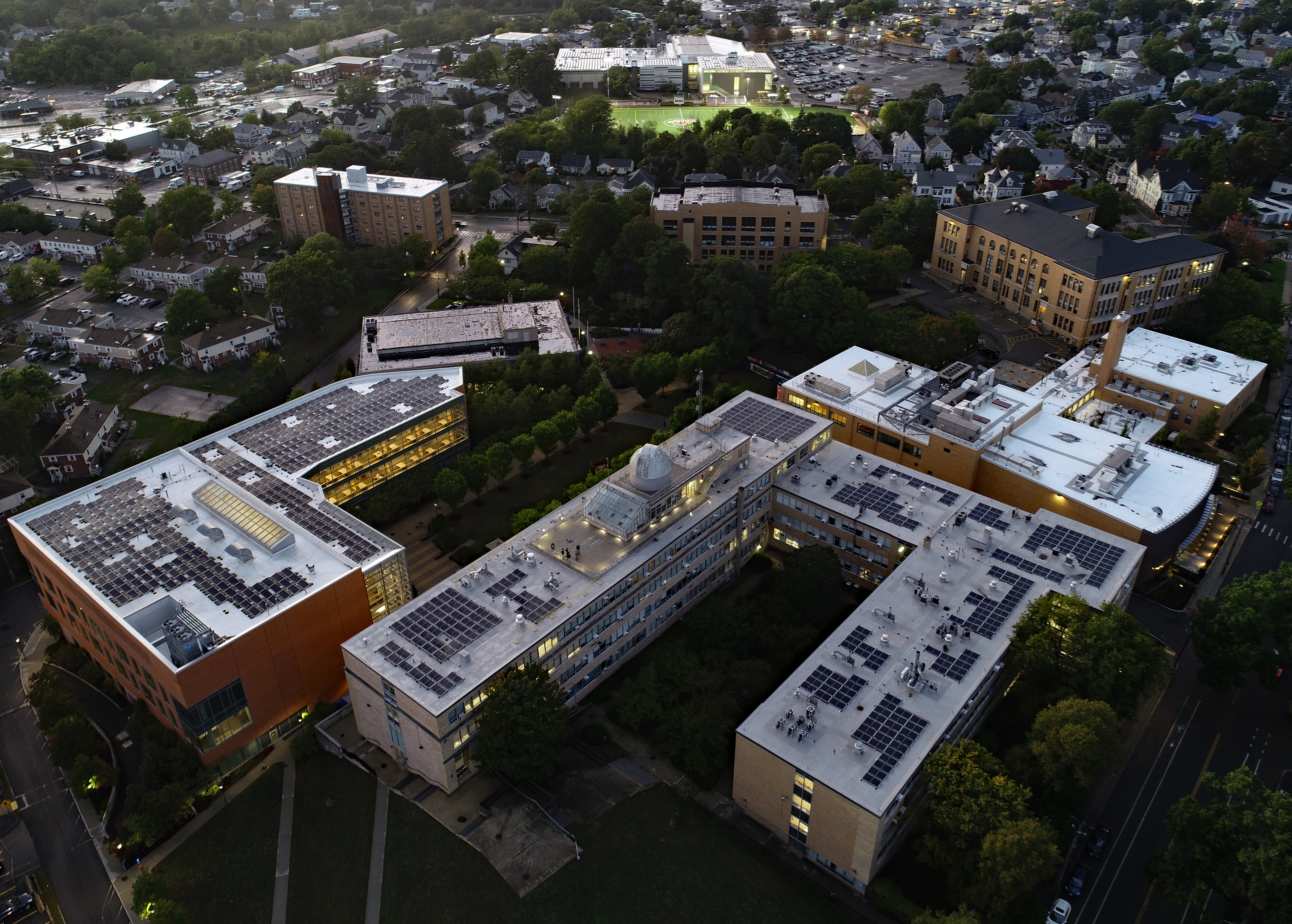 Solar Panel Drone photo of Salem State's North Campus.