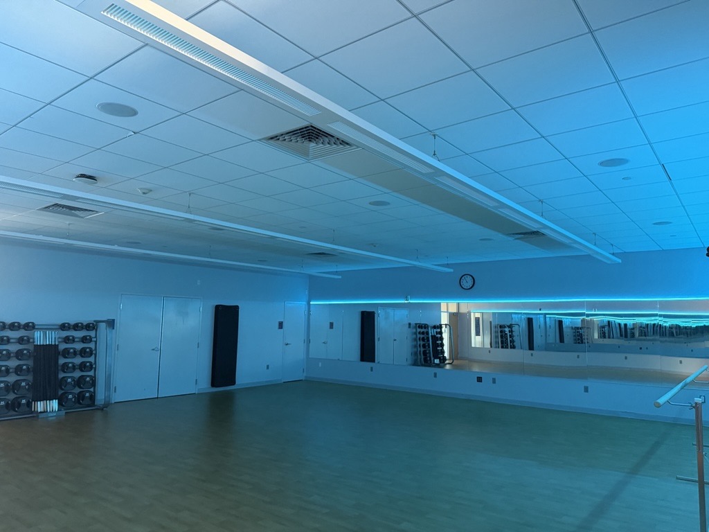 Studio with blue light.