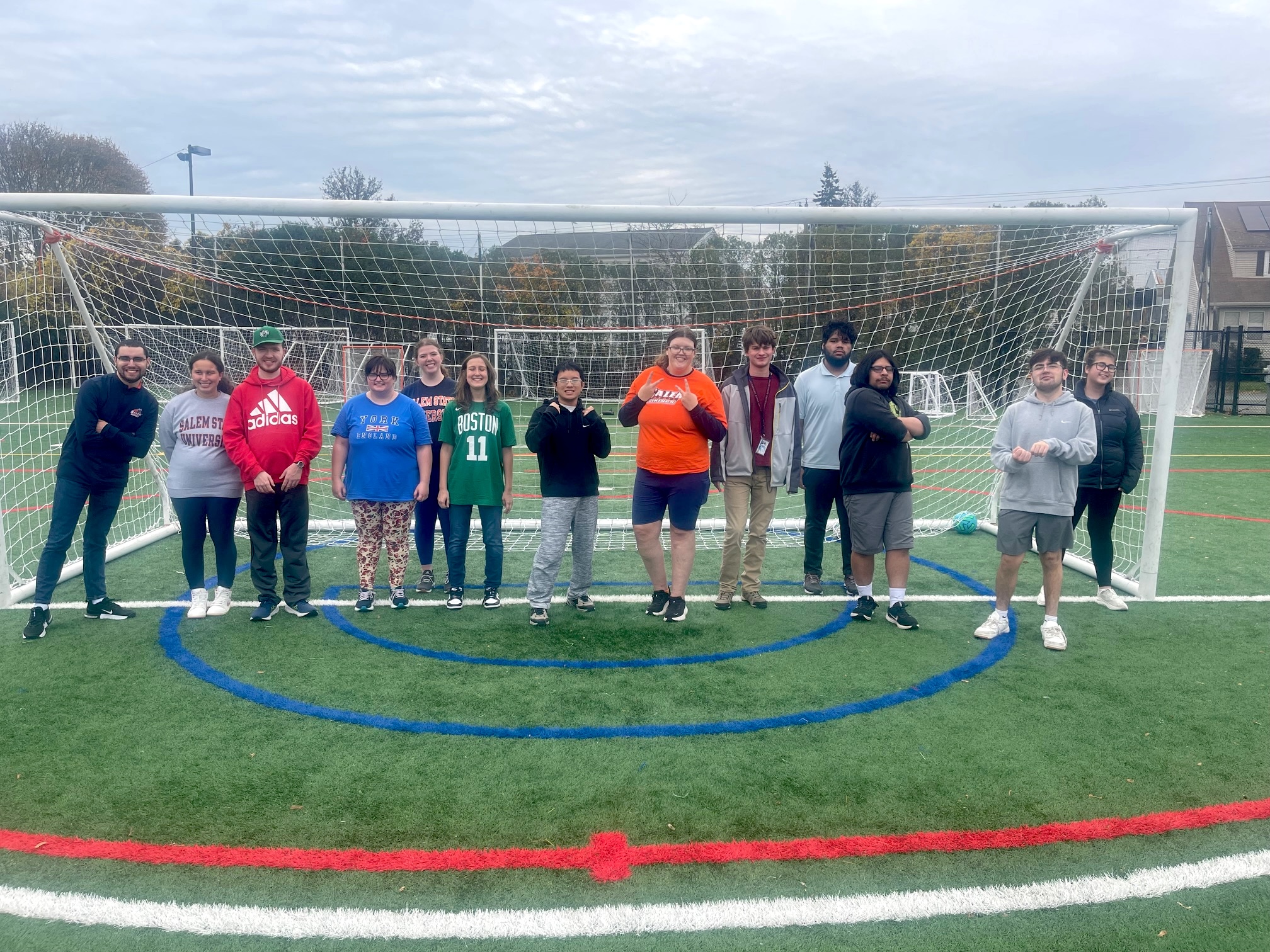 A group of CIS students on the soccer field