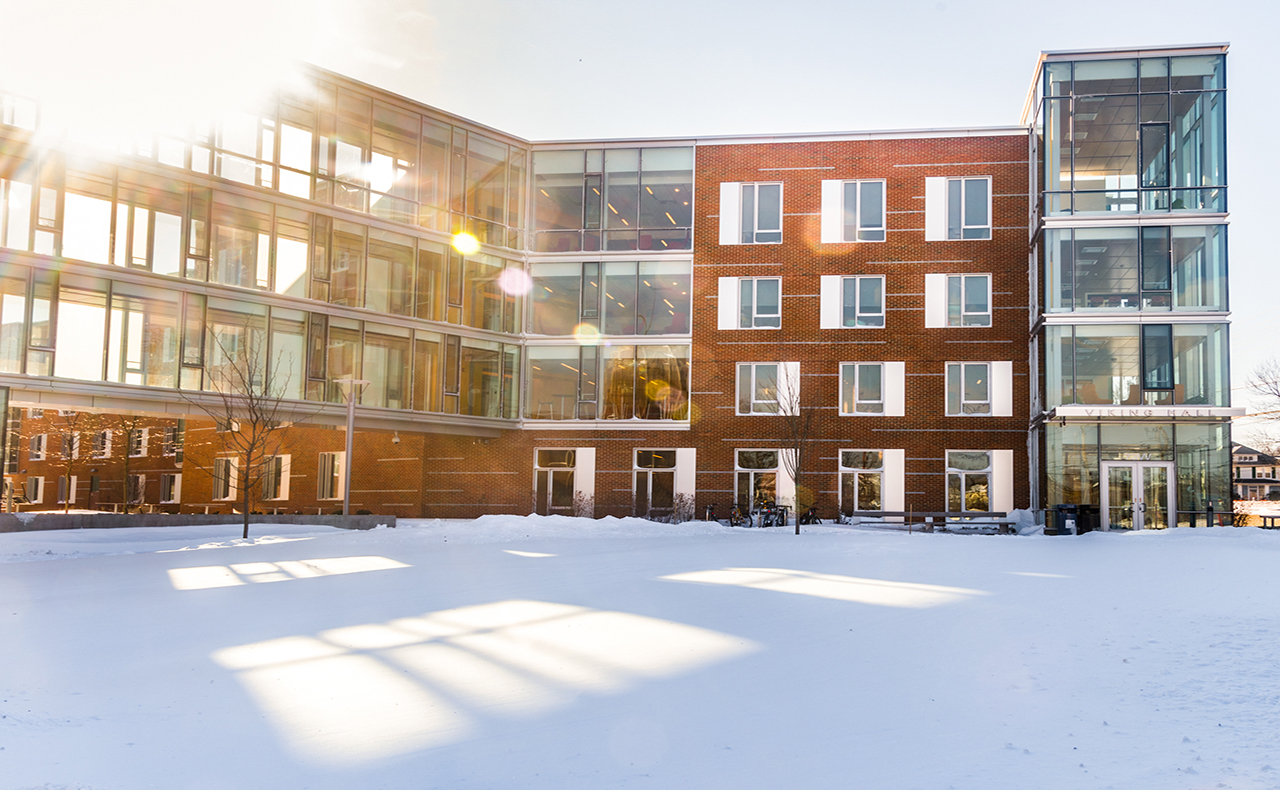 Sunbeams on Central Campus on a snowy winter day.