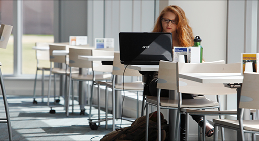 Student in the library