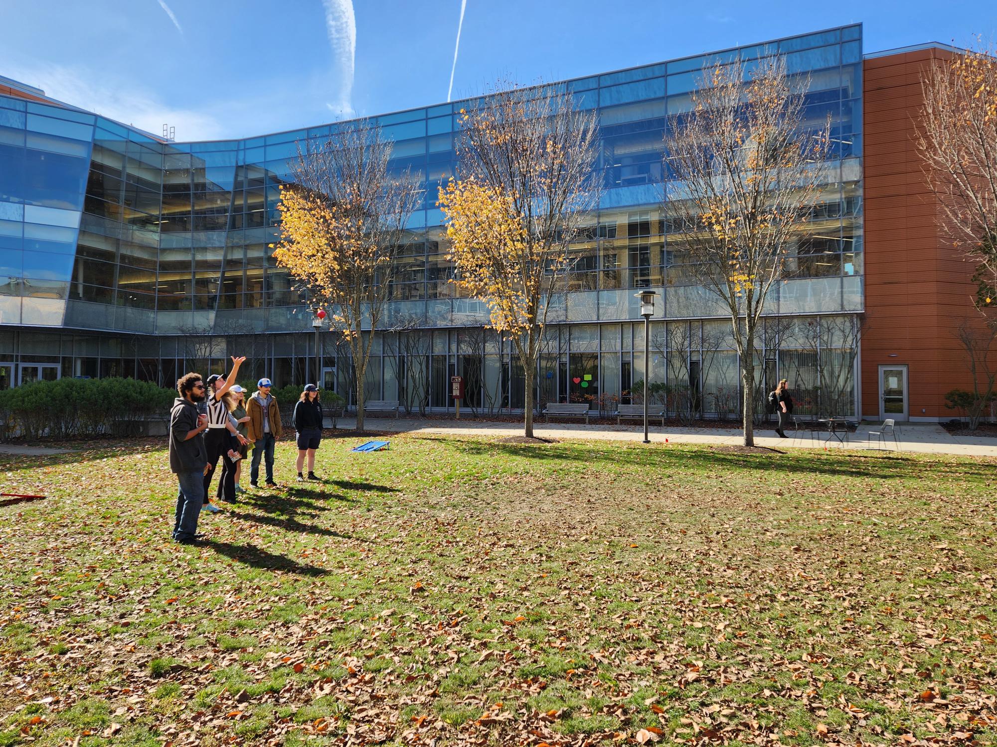 Students playing bocce