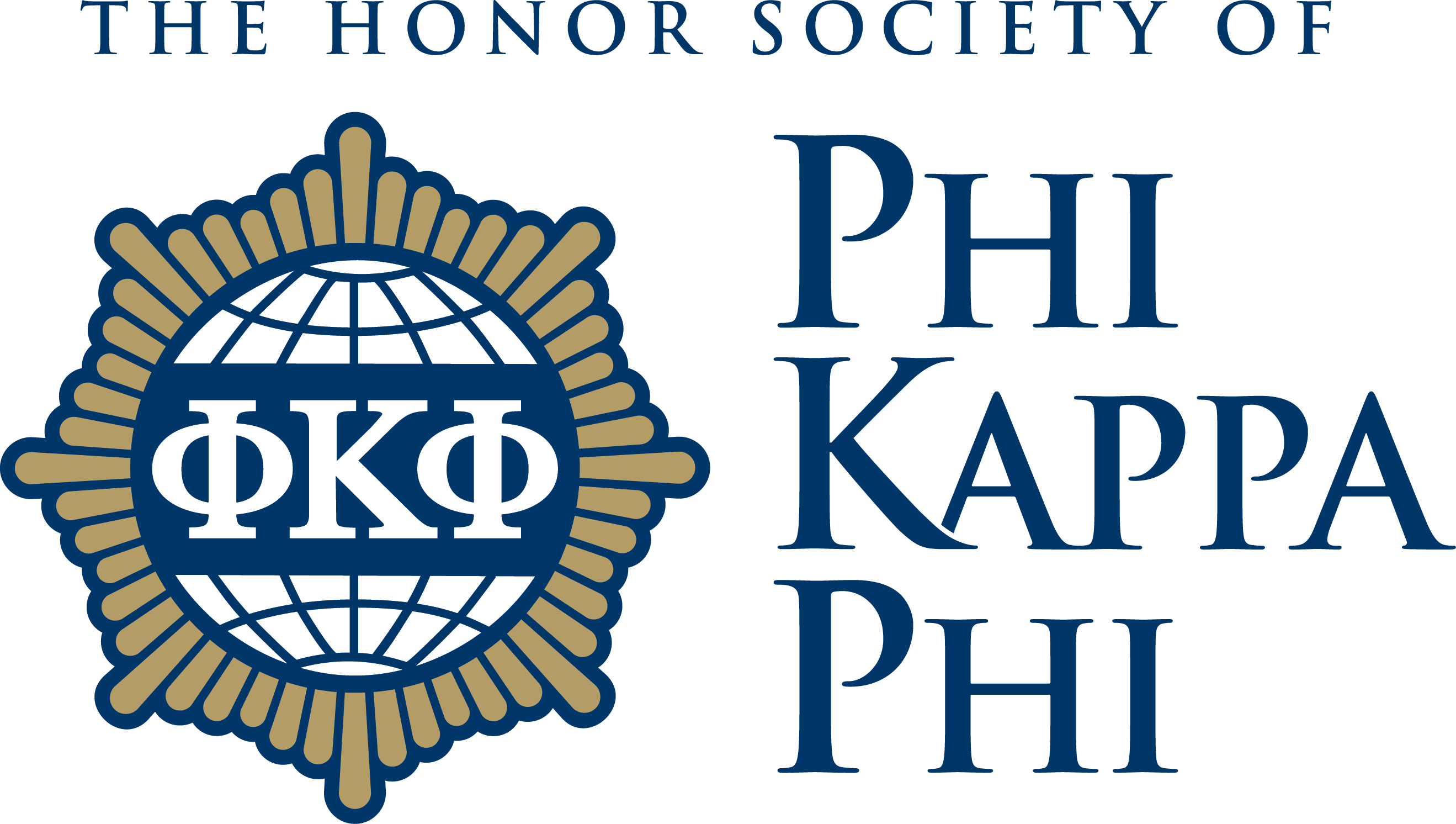 Phi Kappa Phi logo - blue crest with greek letters