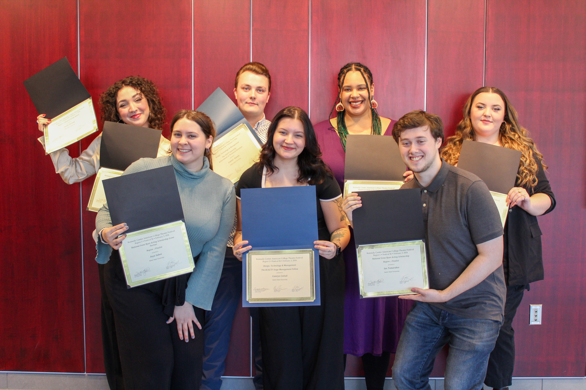 2024 KCACTF student honorees with certificates