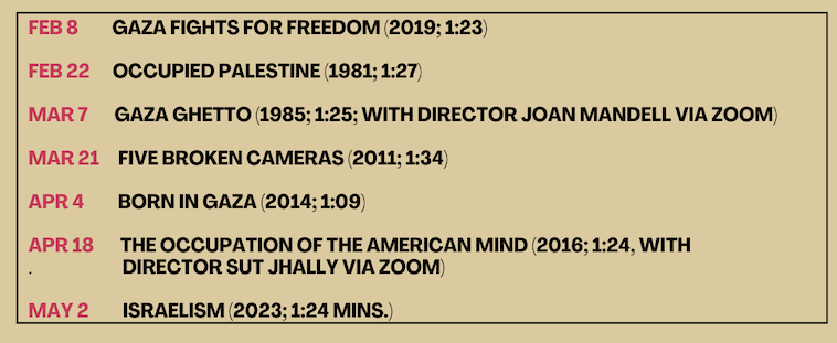 Palestine film festival schedule