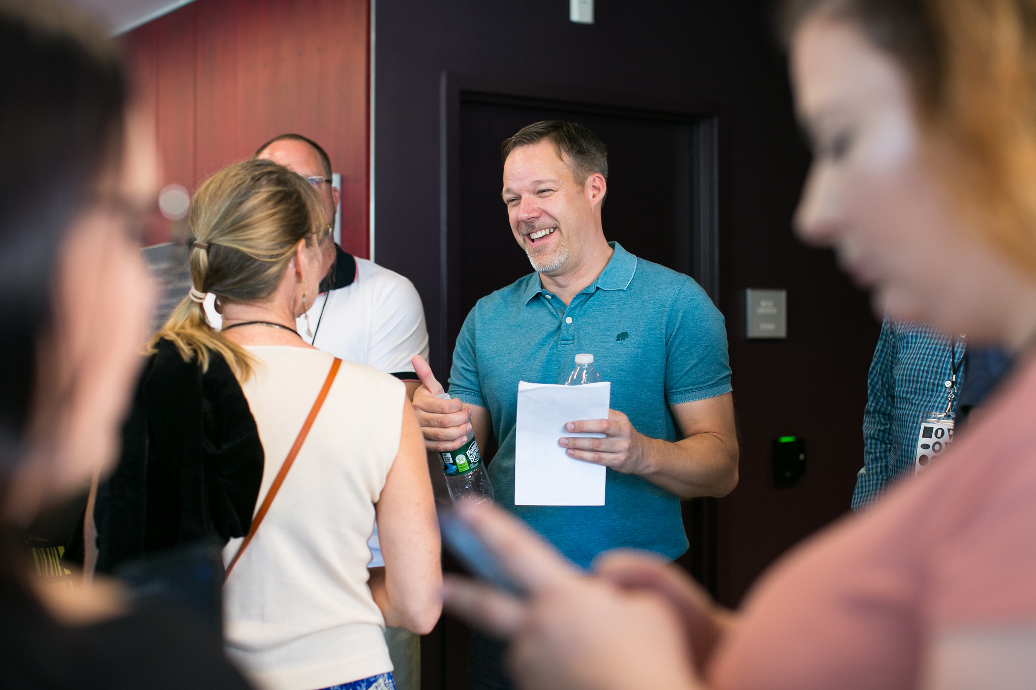 Professor Jeff Driskell speaking with audience members at the 2019 TEDxSalemSta…