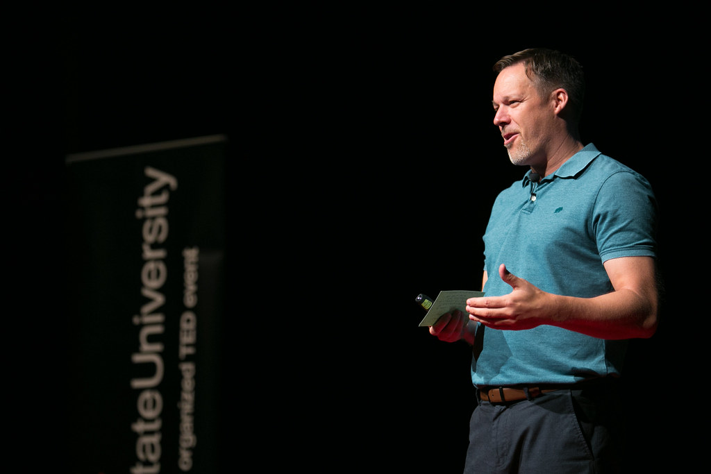 Professor Jeff Driskell speaking at the 2019 TEDxSalemStateUniversity event
