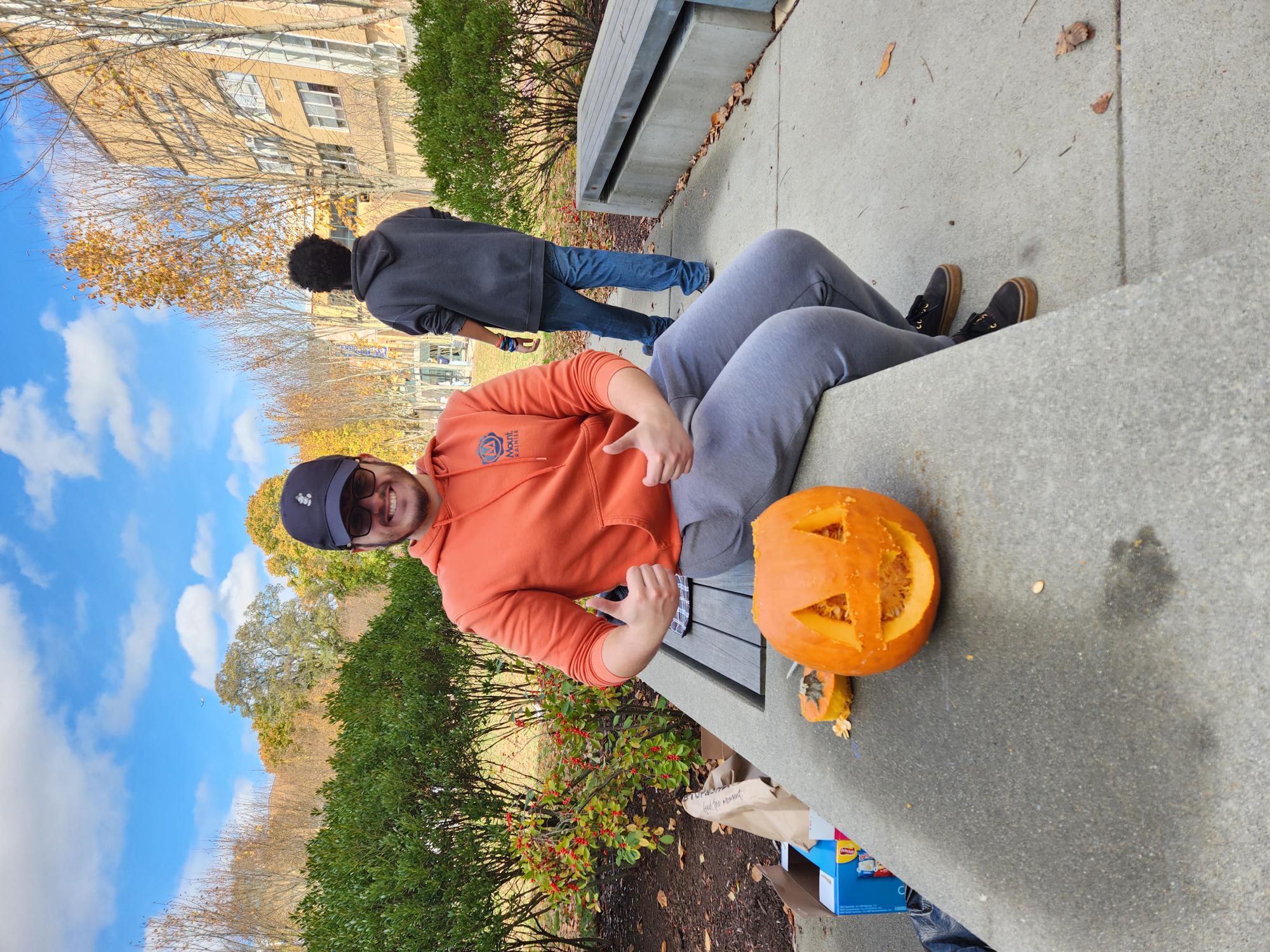 ESA student with a pumpkin