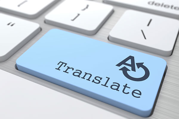 Stock image of a keyboard with the word "translation".