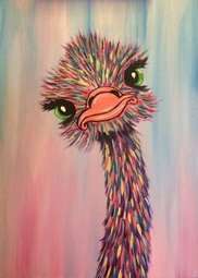 Emu in a variety of bright colors