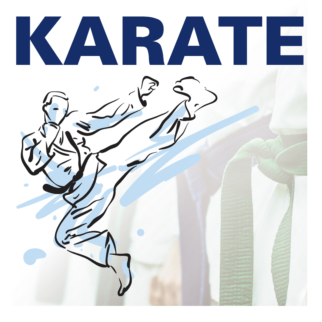 Karate with the Dean text and an image of someone doing Karate