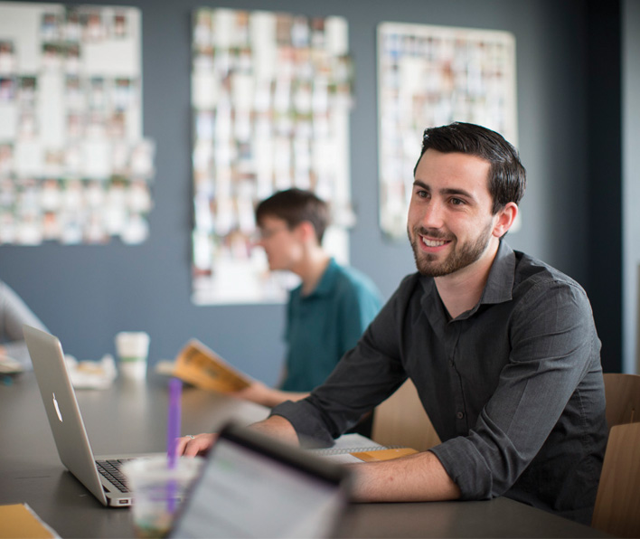 Male student at a computer