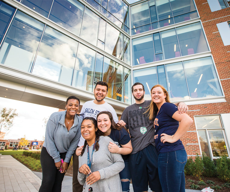 Students in front of Viking Hall