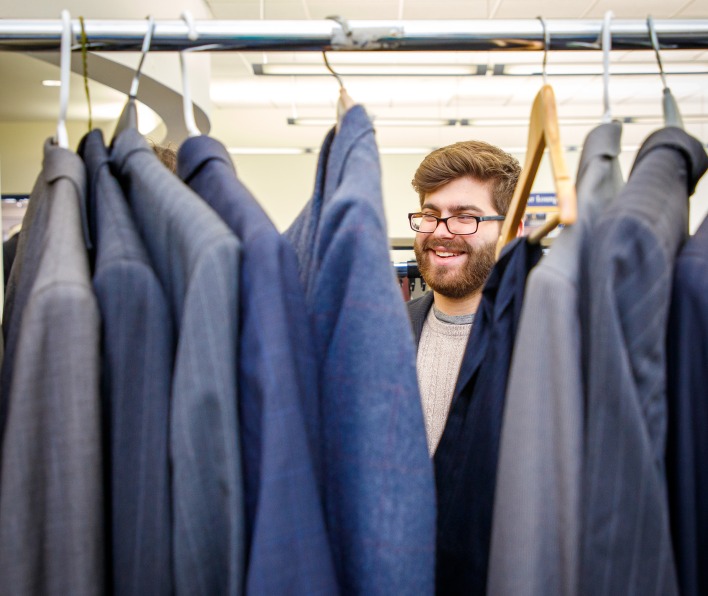 A student shops at the Career Closet at the Career Services office