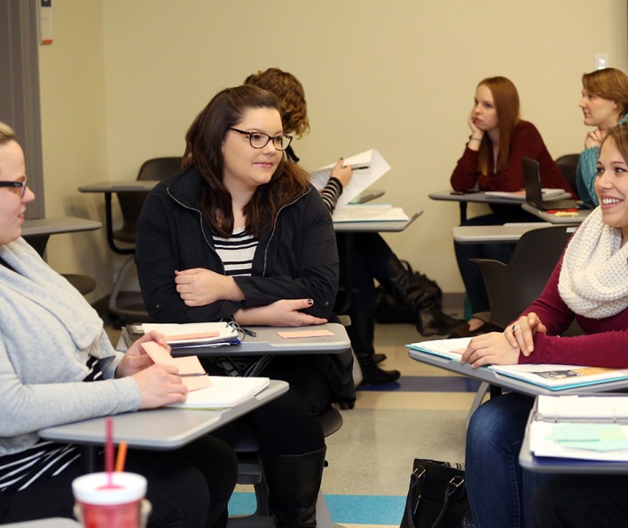 Students in the school of graduate studies in a class discussion