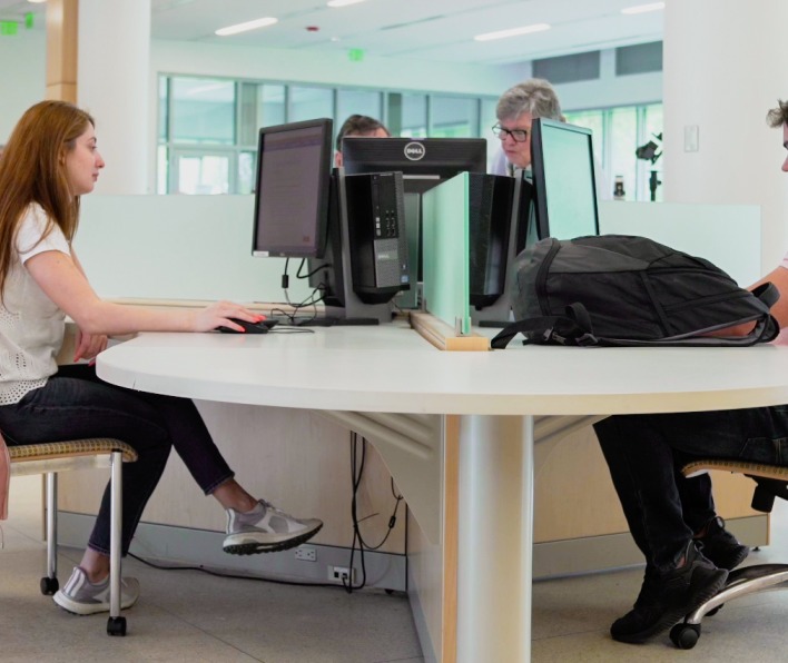 Students in the Berry Library at Salem State