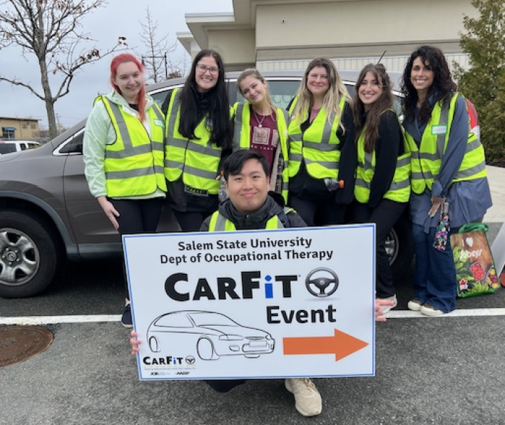OT students lead a CarFit event at Salem Council on Aging 