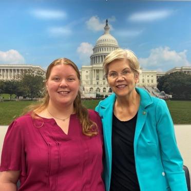 Christine Belitsky ’23 and Senator Elizabeth Warren on Capitol Hill