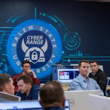 Students in the Cyber Range Training lab during a session