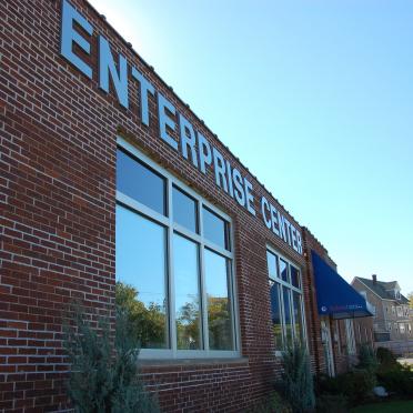 An exterior shot of the Enterprise Center