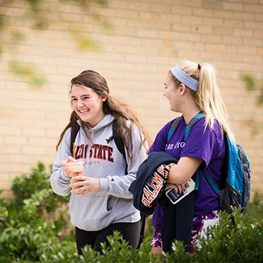 Girls walking to class on North Campus