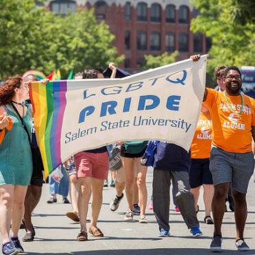 North Shore Pride parade marchers with SSU banner
