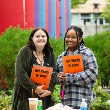 Students working at voter palooza 2022