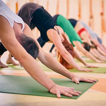 Students meditating