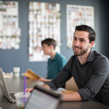 Male student at a computer