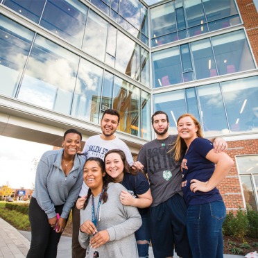 Students in front of Viking Hall