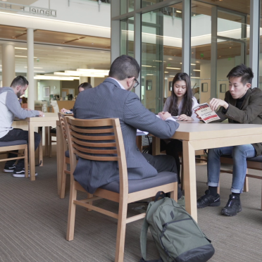 Students work in a group at the Berry Library