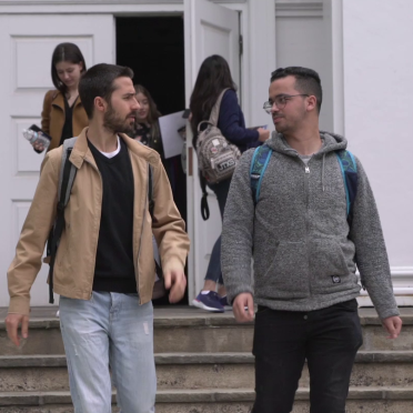 Students walk out of the Salem State School of Social Work