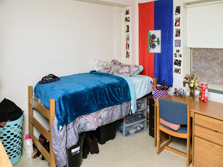 Single bed in double room.