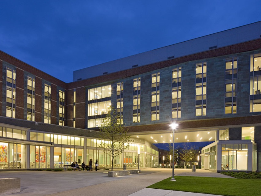 Marsh Hall at night. 