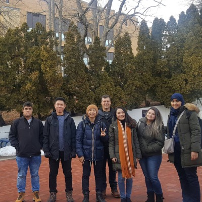 International students on Salem State's campus