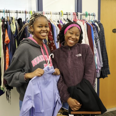 Two people with clothing