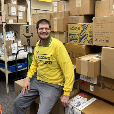 A student in CIS doing his mailroom internship