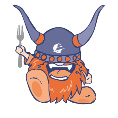 Cartoon Superfan holding a fork