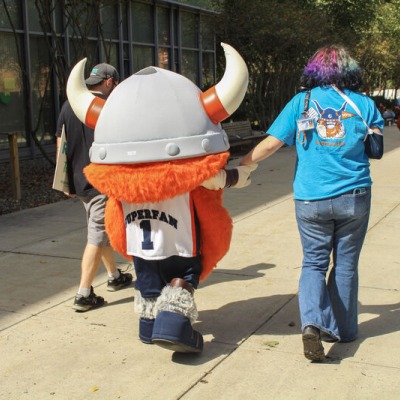 Superfan walking