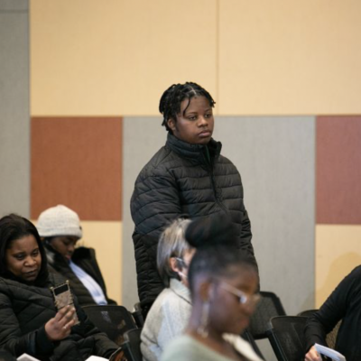 Tyrek Jones, grade 9 stands to be recognized
