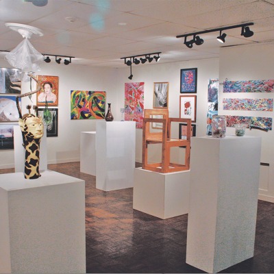 Winfisky Gallery on Salem State's North Campus full of student artwork.