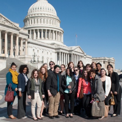 Political Science students at the US Capitol building