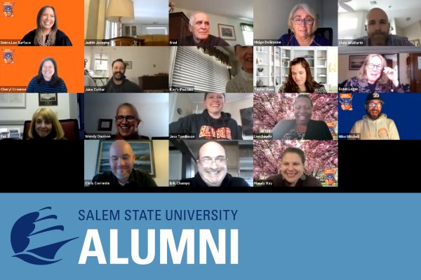 Alumni Association members faces on Zoom screen