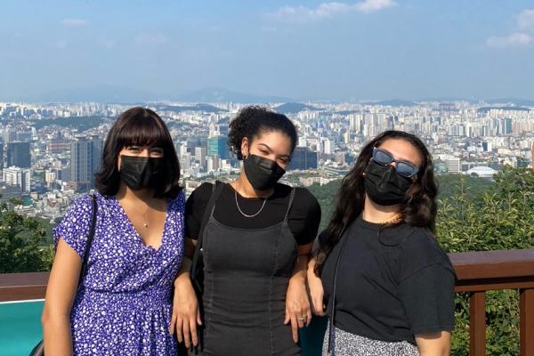 Three students studying abroad