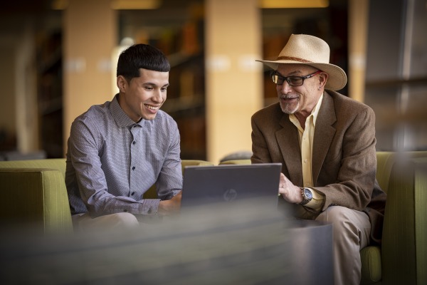 Anthony Flores '22 with his internship supervisor David Zeller